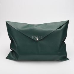 Promotional Green Leather Envelope Dust Bag Large Button Pu Leather Shoe Clothes Packaging Envelope Pouch