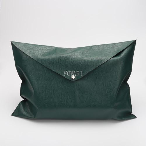 Promotional Green Leather Envelope Dust Bag Large Button Pu Leather Shoe Clothes Packaging Envelope Pouch