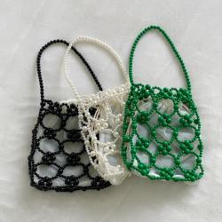 Wholesale New Summer Handbag Casual Beaded Handbag Hollow Imitation Pearl High Quality Hand Woven Bag