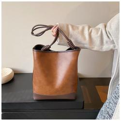 Big size bucket handbags for women luxury pu leather brown tote bags women handbags ladies luxury designer purses wholesale