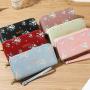 ZR754 Women's Wallet Long Handbag PU Double-layer Zipper Coins Wallet Purse Stylish Contrast Color Mobile Phone Bag Card Holder