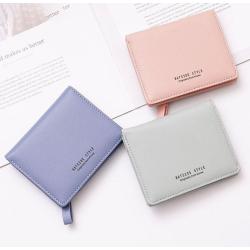ZWY017 Simple Women Short Wallet PU Leather Solid Color Card Holder Bag Two-fold Waterproof Multi-card Coin Wallet Purse