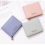 ZWY017 Simple Women Short Wallet PU Leather Solid Color Card Holder Bag Two-fold Waterproof Multi-card Coin Wallet Purse