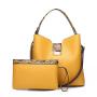 2024 Custom Snake Leather Bucket Hand Bag For Ladies 2 Pieces Set With Shoulder Strap