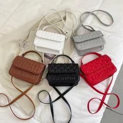 Diamond Lattice Letter Small Square Bag 2023 New Women's Open Bag China Wholesale PU Ladies Shoulder Bag