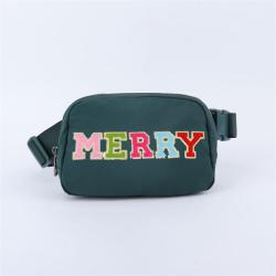 Keymay Christmas Gift Personalized Chenille Letter Patches Multi-color Nylon Bum Bags Everywhere Belt Bag Fanny Pack Waist Bag