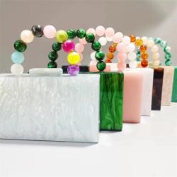 Custom Fashion Party Wedding Beaded Strap Acrylic Evening Bag Clutch Purse For Lady Women