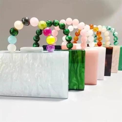 Custom Fashion Party Wedding Beaded Strap Acrylic Evening Bag Clutch Purse For Lady Women
