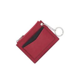 Customize luxury genuine leather zipper credit card holder wallet with keyring/keychain