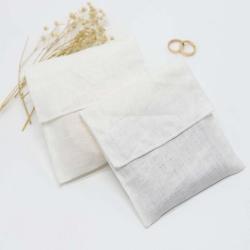 Luxury White Cotton Linen Envelope Eye Shadow Disc Jewelry Packaging Bag Linen Envelope Gift Cosmetic Pouch