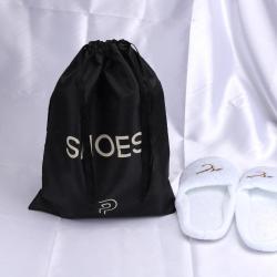 Custom Logo Printing 210D Polyester Travel Shoe Dust Packaging Promotion Large Recycled Polyester Clothes Shopping Bag