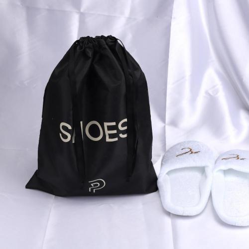 Custom Logo Printing 210D Polyester Travel Shoe Dust Packaging Promotion Large Recycled Polyester Clothes Shopping Bag