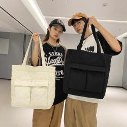 Custom Logo High Quality Large Capacity Canvas Shoulder Bag Simple Organic Cotton Tote Shopping Bag for Everyday Use