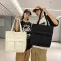 Custom Logo High Quality Large Capacity Canvas Shoulder Bag Simple Organic Cotton Tote Shopping Bag for Everyday Use