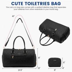 LOVEVOOK Large Quilted Weekender Bag for Women with Toiletry Bag  Carry on Overnight Bag with Shoe Pocket Travel Luggage Duffels