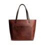 Luxury Handbag Brown Vintage Full Grain Leather Women's Tote Bag With Custom Printed Logo