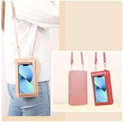 HR730 New Student Buckle Waterproof Small Bag Women's Heart Decorative Transparent Touchable Screen Simple Retro Phone Bag