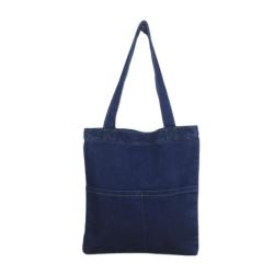 Wholesale Denim Shoulder Bag Simple Casual Women's Tote for Shopping Canvas Student School Hand Bag Korean Style