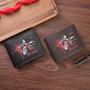 New style wallet, retro skull color printing short small wallet, portable and fashionable hand-held men's coin purse