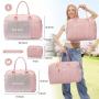 LOVEVOOK Quilted Gym Duffel Bag with Toiletry Bag Yoga Fitness Travel Duffle with Shoe Compartment New Weekender Overnignt Bags