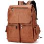 OME904 New Vintage Men And Women Backpack PU Leather Simple Business Men Computer Bag Big Spacy Travel Bag Student Backpack