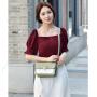 New Fashion Woman Bag Custom Letter Pure Color Small Square Bag With Lock Cover Contrasting Color Single Shoulder Bag