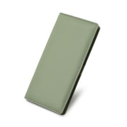 ZX024 RFID Unisex Long Soft Leather Anti-theft Money Clip Zipper  Pockets Checkbook Cover Slim Card Holder Simple Coin Wallet