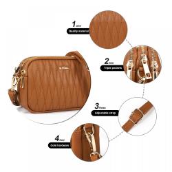 2024 new fashion ladies three layers of zipper small crossbody bag removable shoulder strap shoulder bag