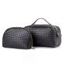 Luxury Custom Women and Men Weaved Leather Dopp Kit Make Up Bag