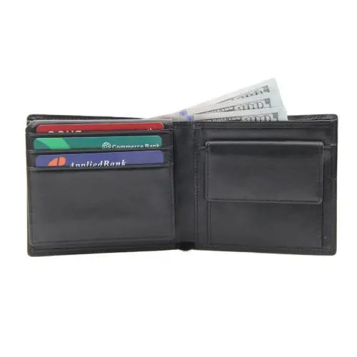 Rfid blocking trifold leather men wallet custom genuine leather cowhide big wallet