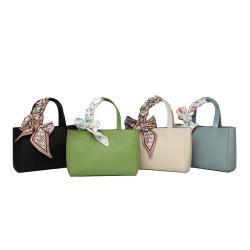 2024 Custom Logo Vendor Genuine Leather Tote Bag Handbag For Women Purse With Scarf