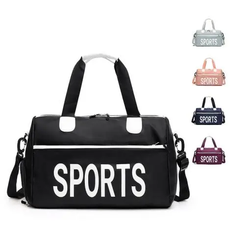 Waterproof Oxford Pink Sports Gym Tote Bags With Pocket And Shoes Compartment Lightweight Single Shoulder Travel Bag