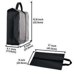 Gelory Black Portable Travel Shoe Bags Waterproof Nylon Storage Tote Pouch with Zipper for Men & Women