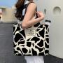 ZR708 Women Canvas Cloth Tote Shopping Bag Fashion Ladies Casual Shoulder Bags Cute Graffiti Simple Versatile Women's Bag