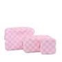 Fashion Customize Printing Travel Makeup Bag Nylon Embroidery Organizer Checked Pouch Women Cosmetic Bags & Cases