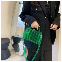 Fashion Ladies Designer Bags Elegant Women Clear Purse Crystal Acrylic Clutch Bag With Golden Lock Hasp Trendy Shoulder Handbag
