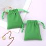 Custom Logo Printed Small Green Cotton Linen Drawstring Key Jewelry Storage Bag Organic Muslin Linen Gift Packing Pouch