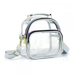Women's Clear PVC Crossbody Tote Bag Strap Stadium-Approved Waterproof Transparent Fashion Waist Bag Zipper Customizable Color