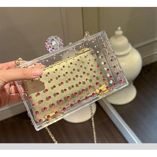 Wholesale Luxury handbag purse acrylic ladies transparent women's clutch evening bags purse crossbody clear bag