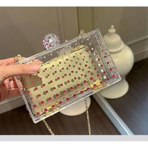 Wholesale Luxury handbag purse acrylic ladies transparent women's clutch evening bags purse crossbody clear bag