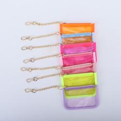 PVC Transparent Wallet Small Clear Card Holder Jelly Color Cute Clear Mini Wallet Coin Purses Boys Girl PVC Wallet Keychain
