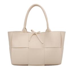 New Large Capacity Tote Bag National Large Checked Single Shoulder Crossbody Design Button Leather Polyester Cotton Summer Use