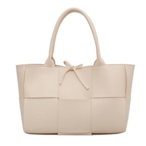 New Large Capacity Tote Bag National Large Checked Single Shoulder Crossbody Design Button Leather Polyester Cotton Summer Use