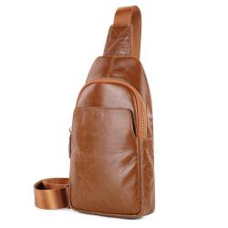 Customized cowhide soft leather trend genuine leather casual large capacity crossbody men's chest bag