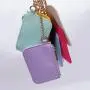 Low MOQ 8 Colors Stock Keymay Small Credit Card Holder Nylon Mini Bag keychain Waterproof Zipper Wallet Coin Purses