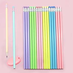 Pencil Wholesale Macaron Triangle Rod Head Painting Pen Learning Stationery HB Lime with Rubber Black Stationery Set Wood ZHE