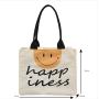 2024 New Design College Student Shoulder Bag Leisure Smiling Face Letter Print Large Capacity Canvas Tote Bag