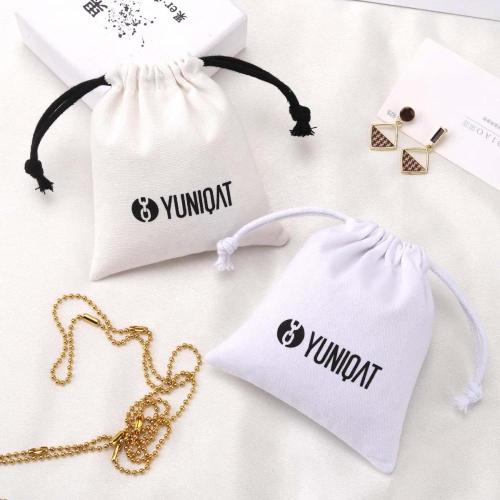 High Quality Polyester Cotton Key Jewelry Storage Packing Bag Reusable Drawstring Custom Logo Printing Gift Canvas Pouch