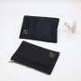 Custom Embroidery Logo Canvas Satin Zipper Cosmetic Packaging Makeup Bag Black Satin Canvas Zipper Cosmetic Pouch