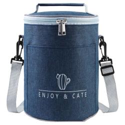 HR628 New Handheld One Shoulder Bento Bag Freshness Preservation Insulation Lunch Box Bag Oxford Round Barrel Insulation Bag